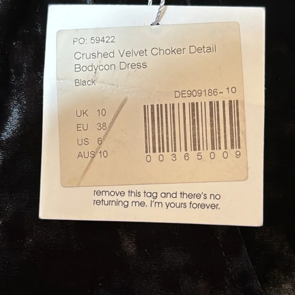 MISSGUIDED Crushed Velvet Choker Detail Bodycon Dress Black. M - Picture 9 of 11